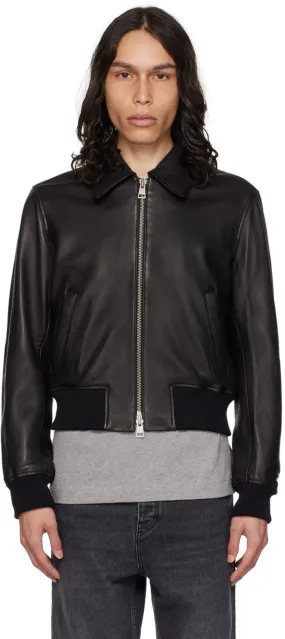 AMI Zipped Leather Jacket