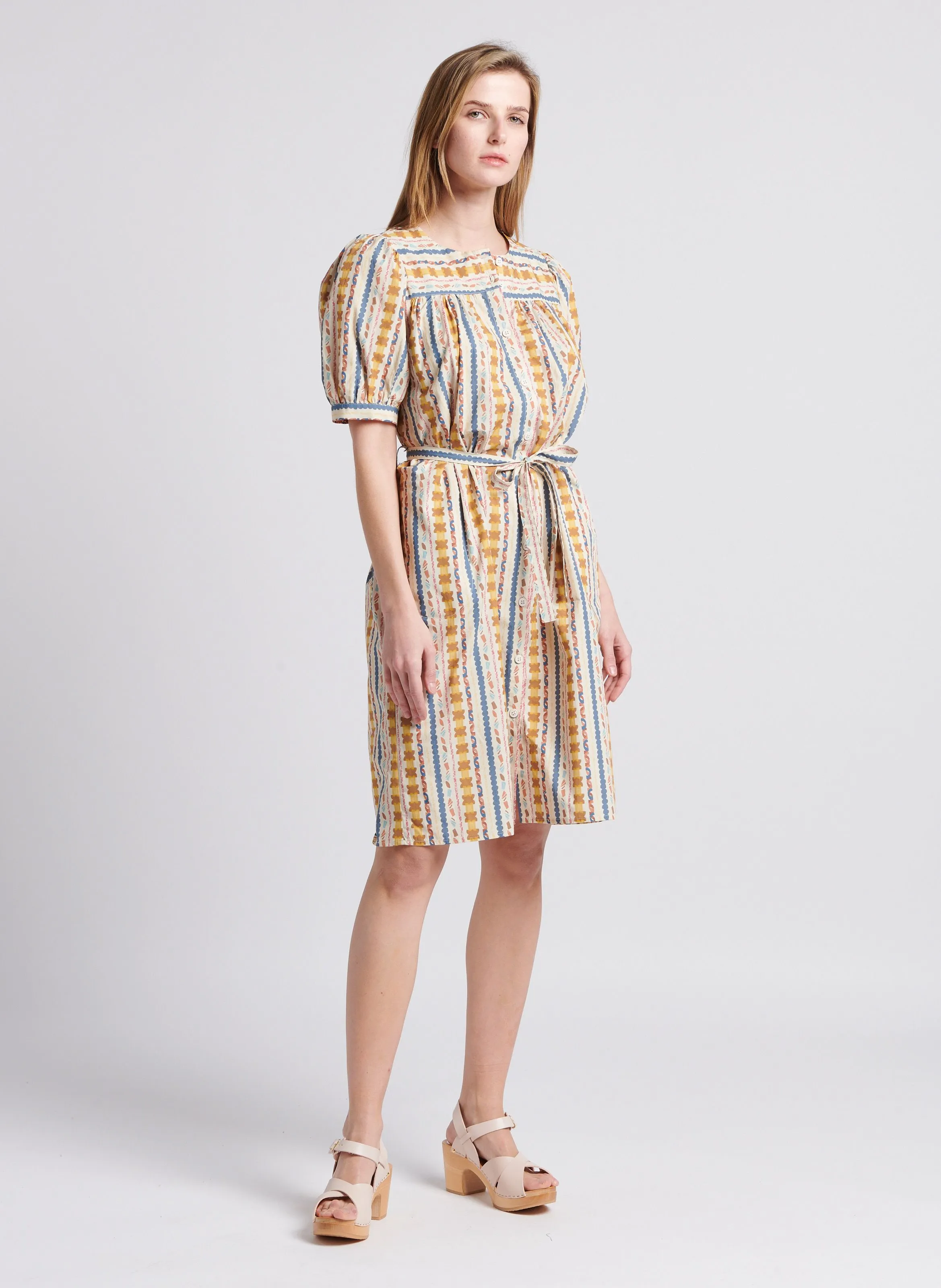 BENSIMON JOVANKA - Vestido camisero holgado de algodón a rayas en multicolor