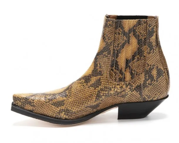 Botín cowboy Sendra estampado piel de serpiente look vintage para hombre