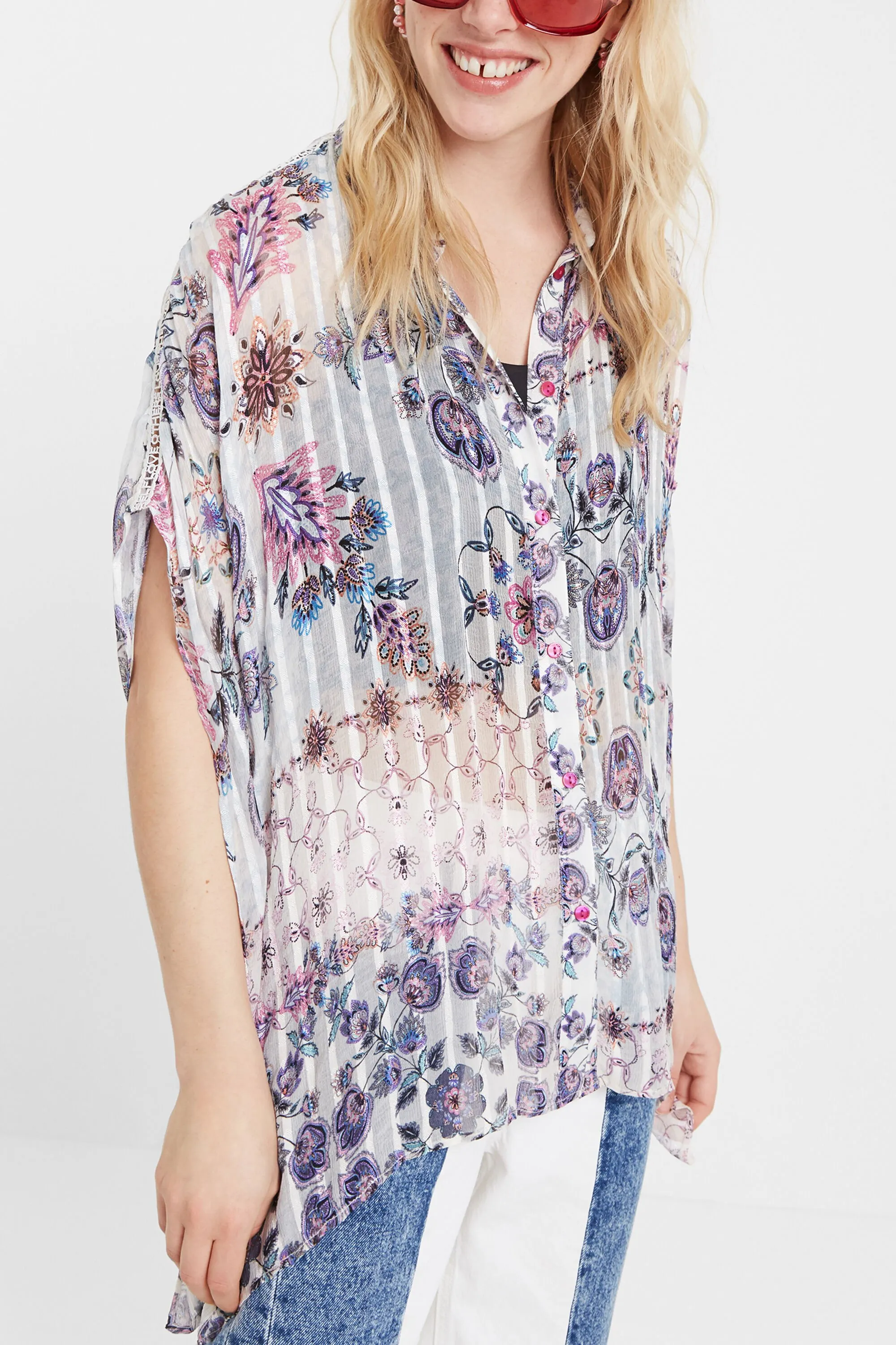 Camisa boho manga corta