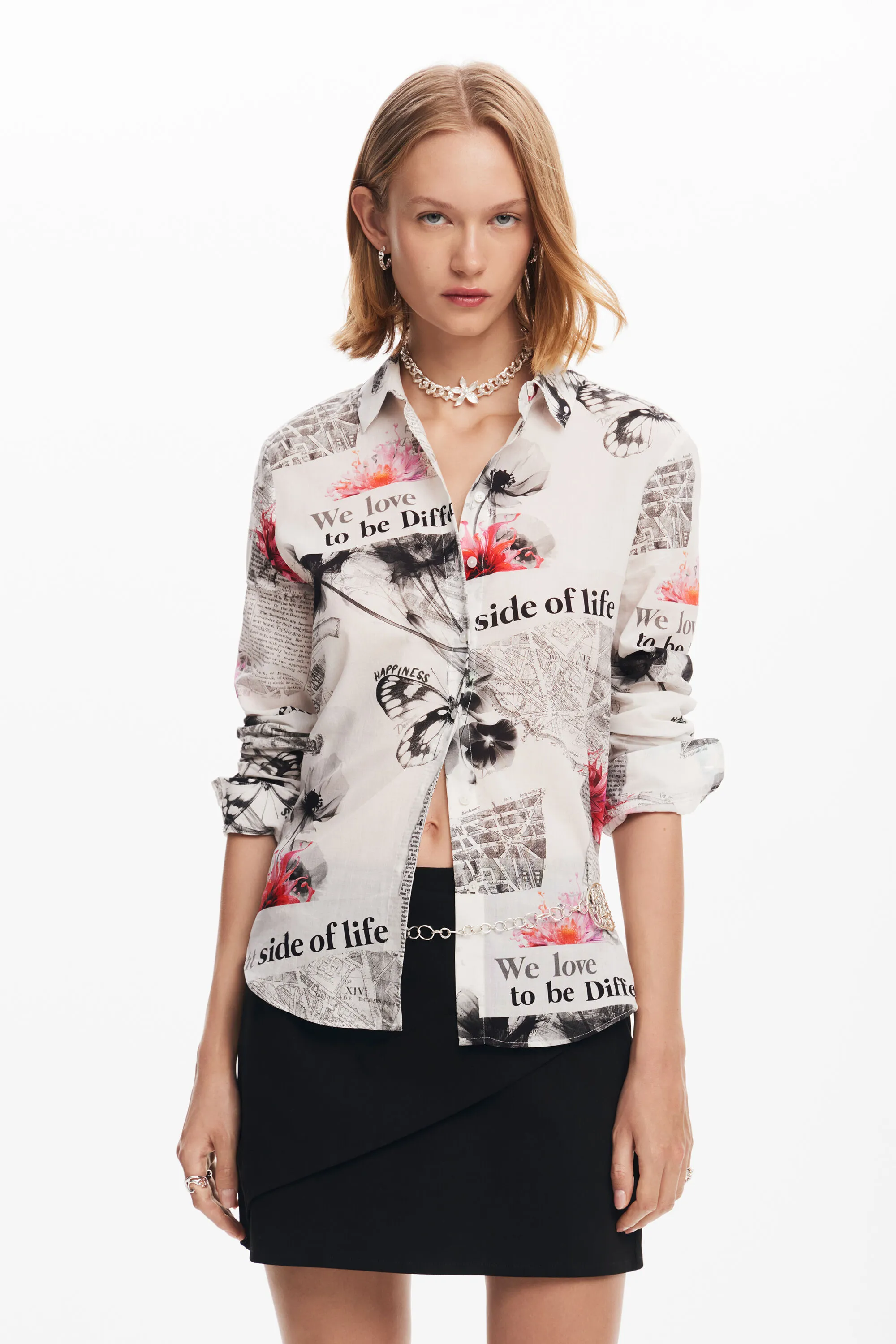 Camisa texto flores