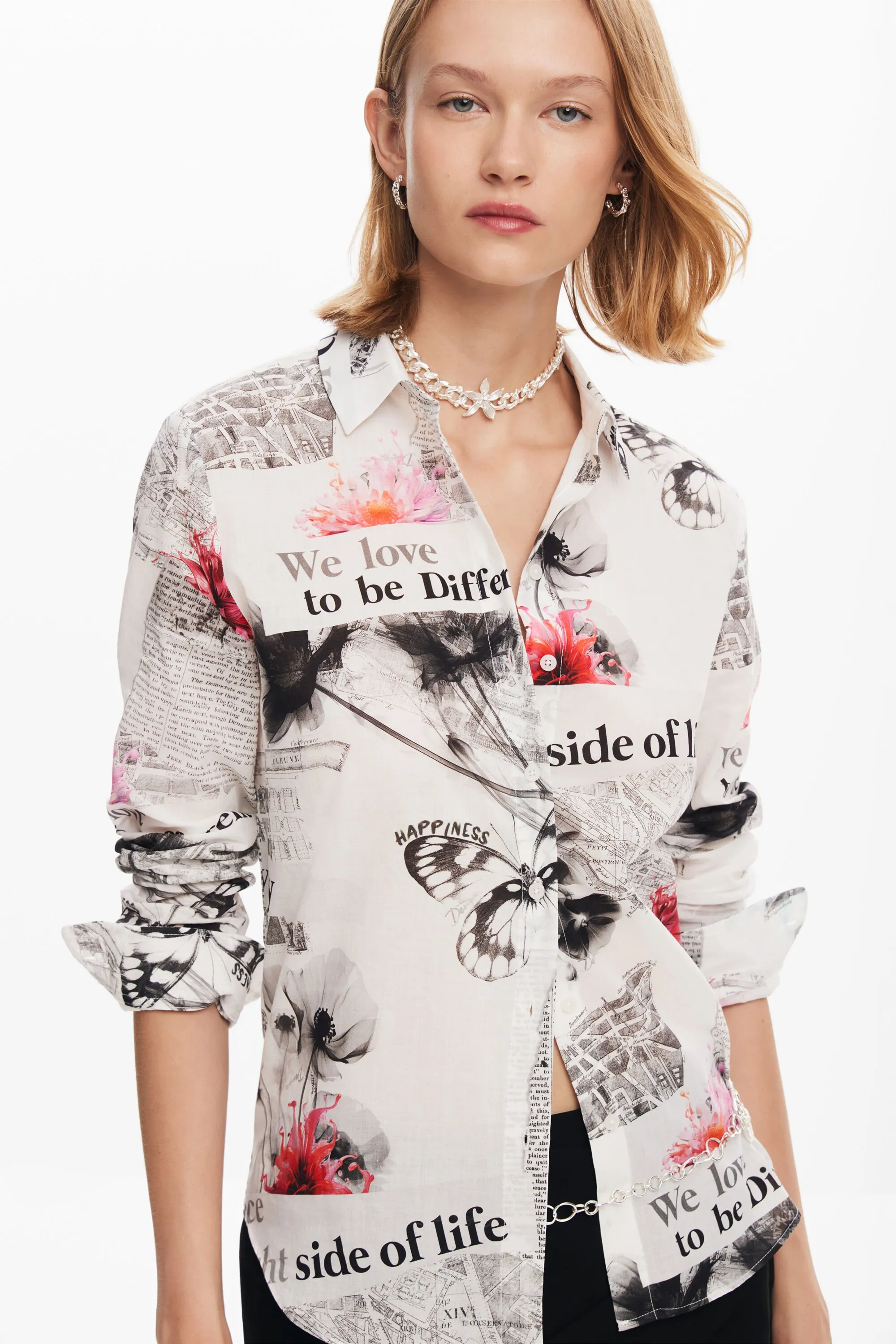 Camisa texto flores