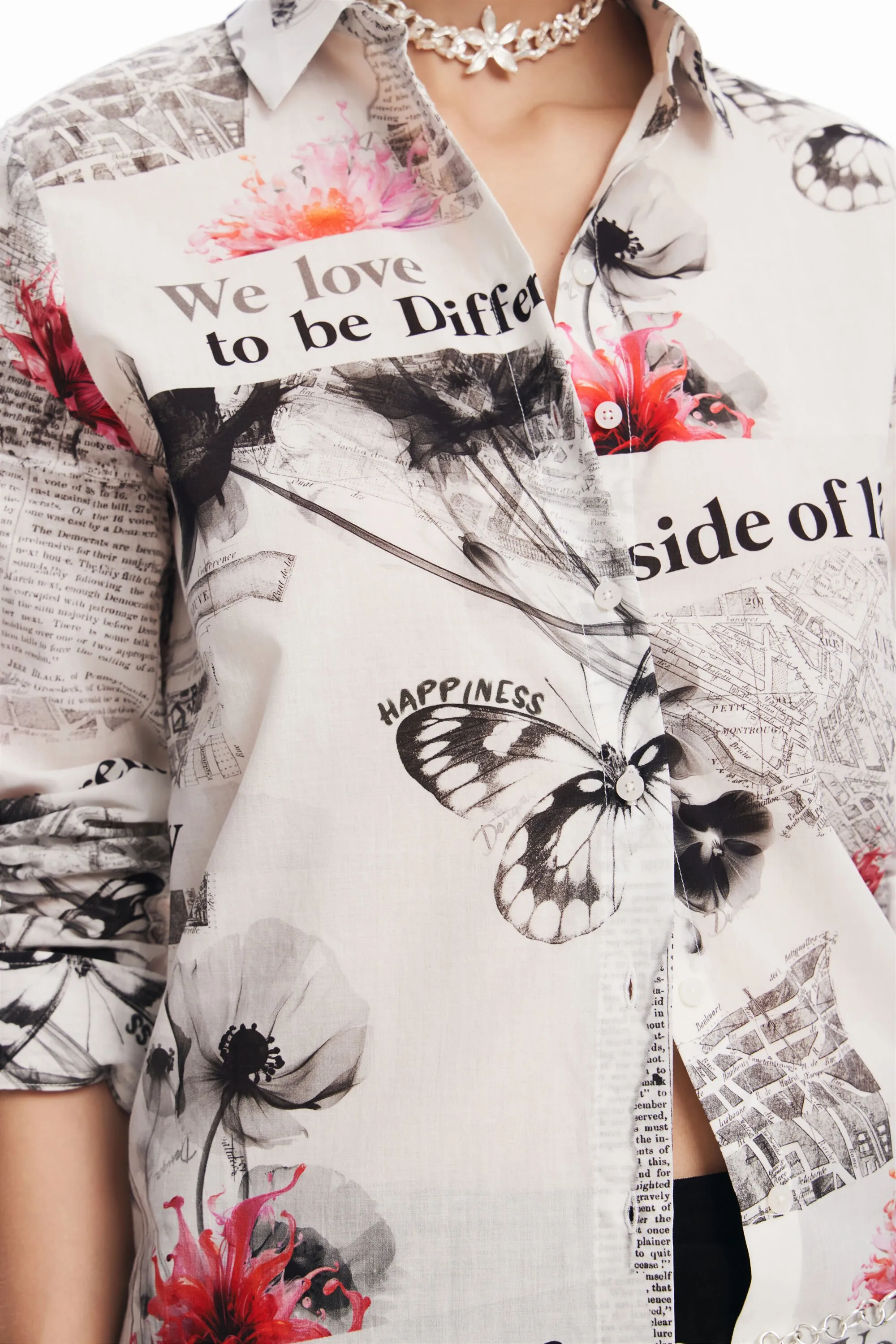 Camisa texto flores