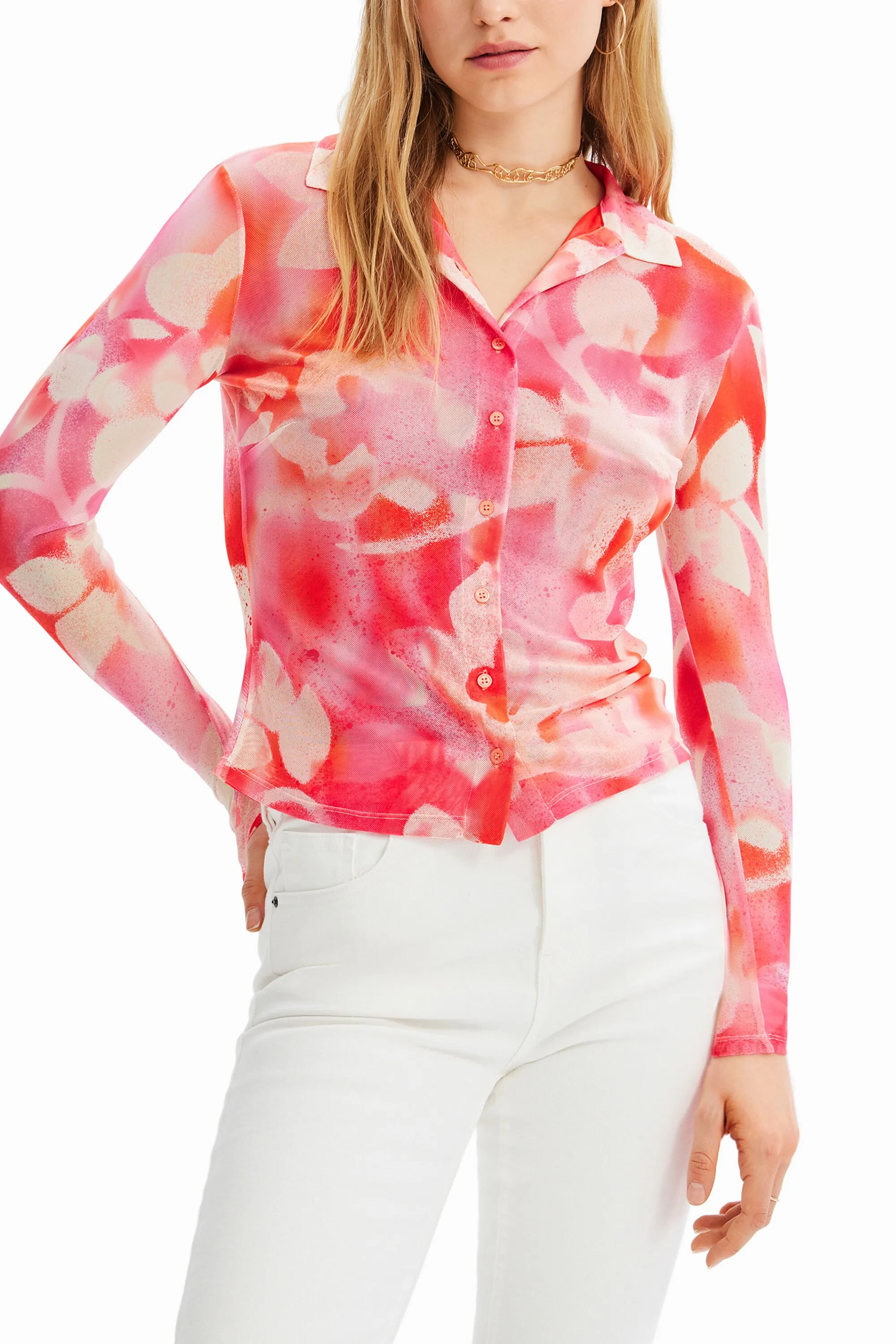 Camisa tul floral