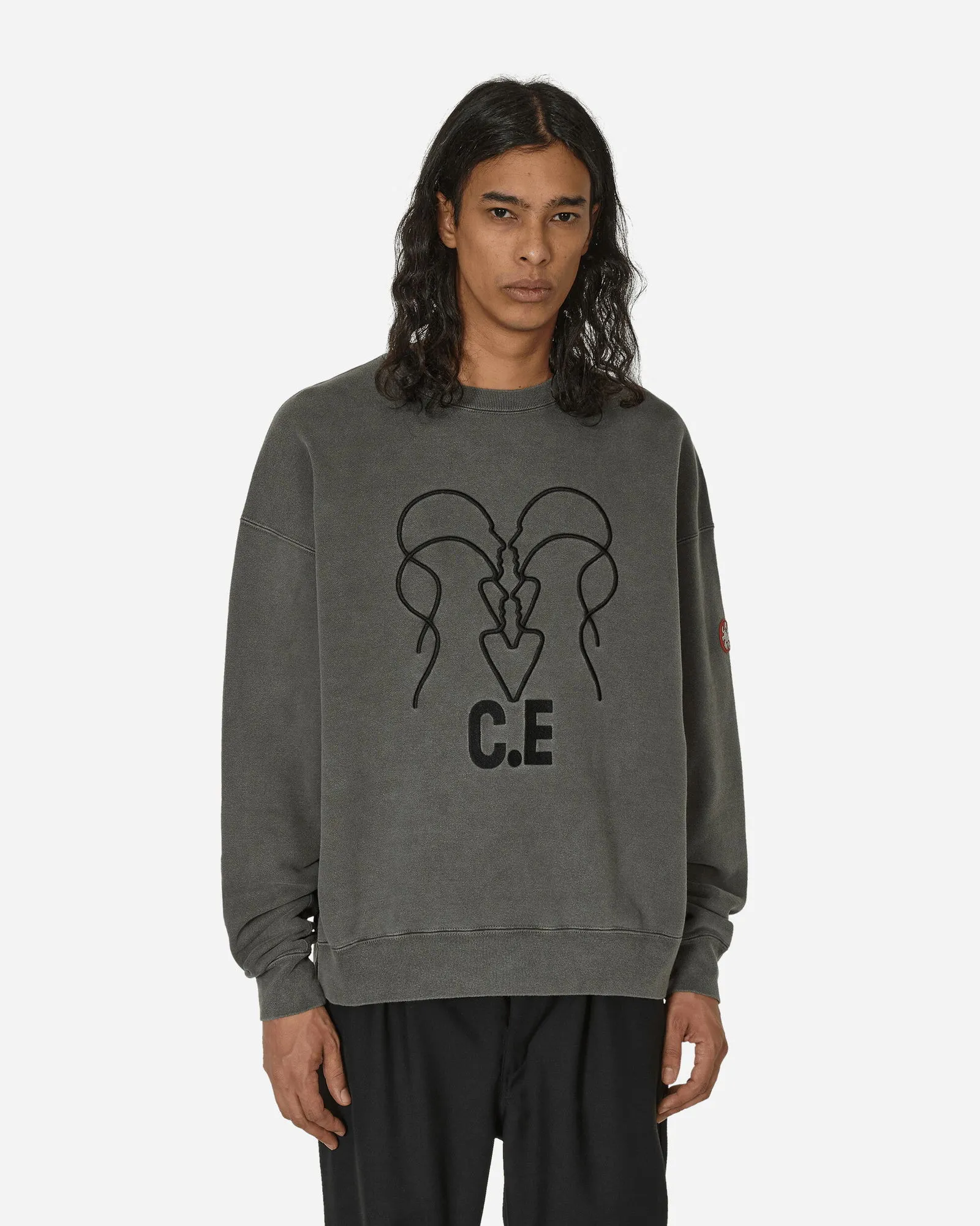 Cav Empt Overdye Wb Headsx4 C.E Crewneck Sweatshirt Charcoal