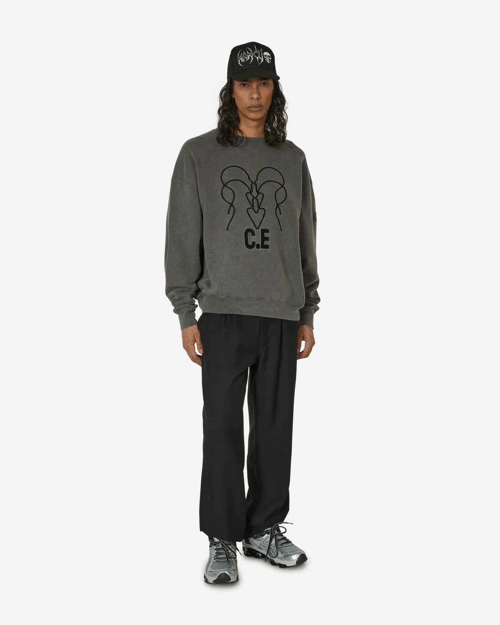 Cav Empt Overdye Wb Headsx4 C.E Crewneck Sweatshirt Charcoal