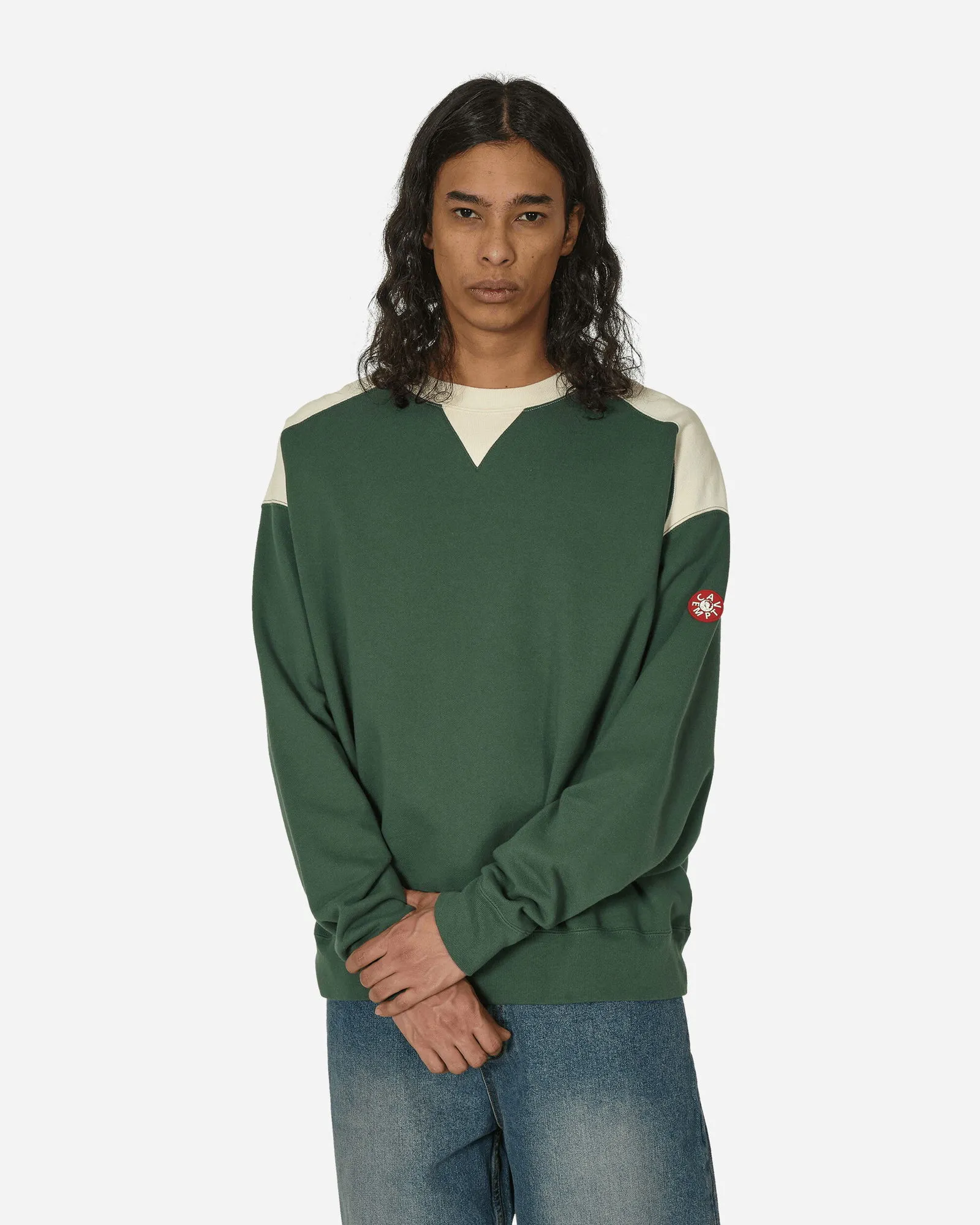 Cav Empt Panel Shoulder Crewneck Sweatshirt Green