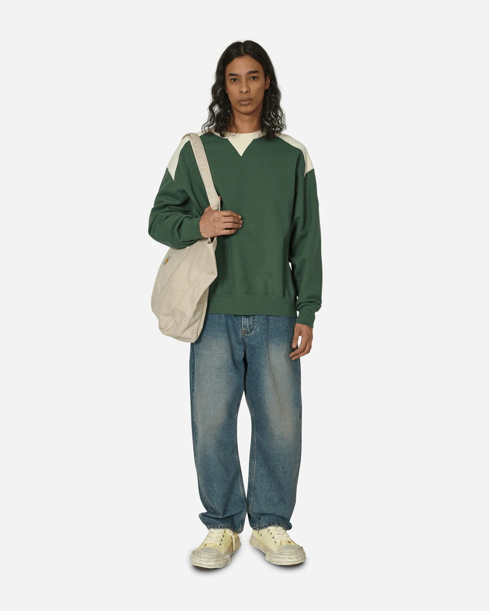 Cav Empt Panel Shoulder Crewneck Sweatshirt Green