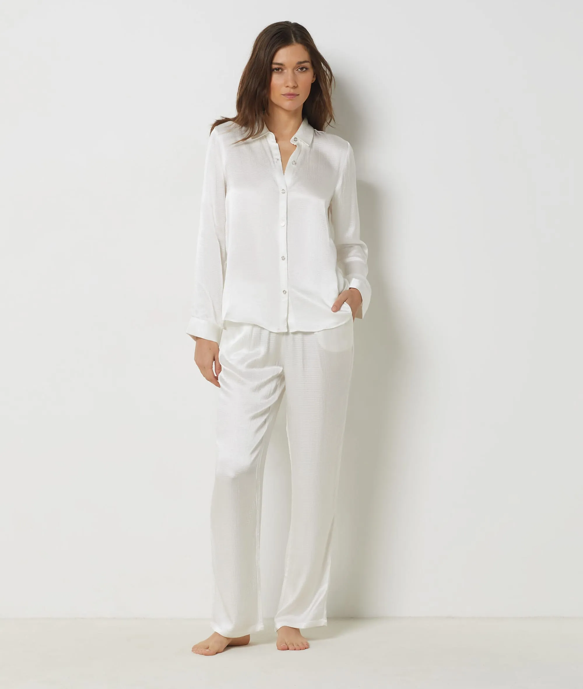 Chemise de pyjama boutons bijoux CLIFF BLANC - ETAM