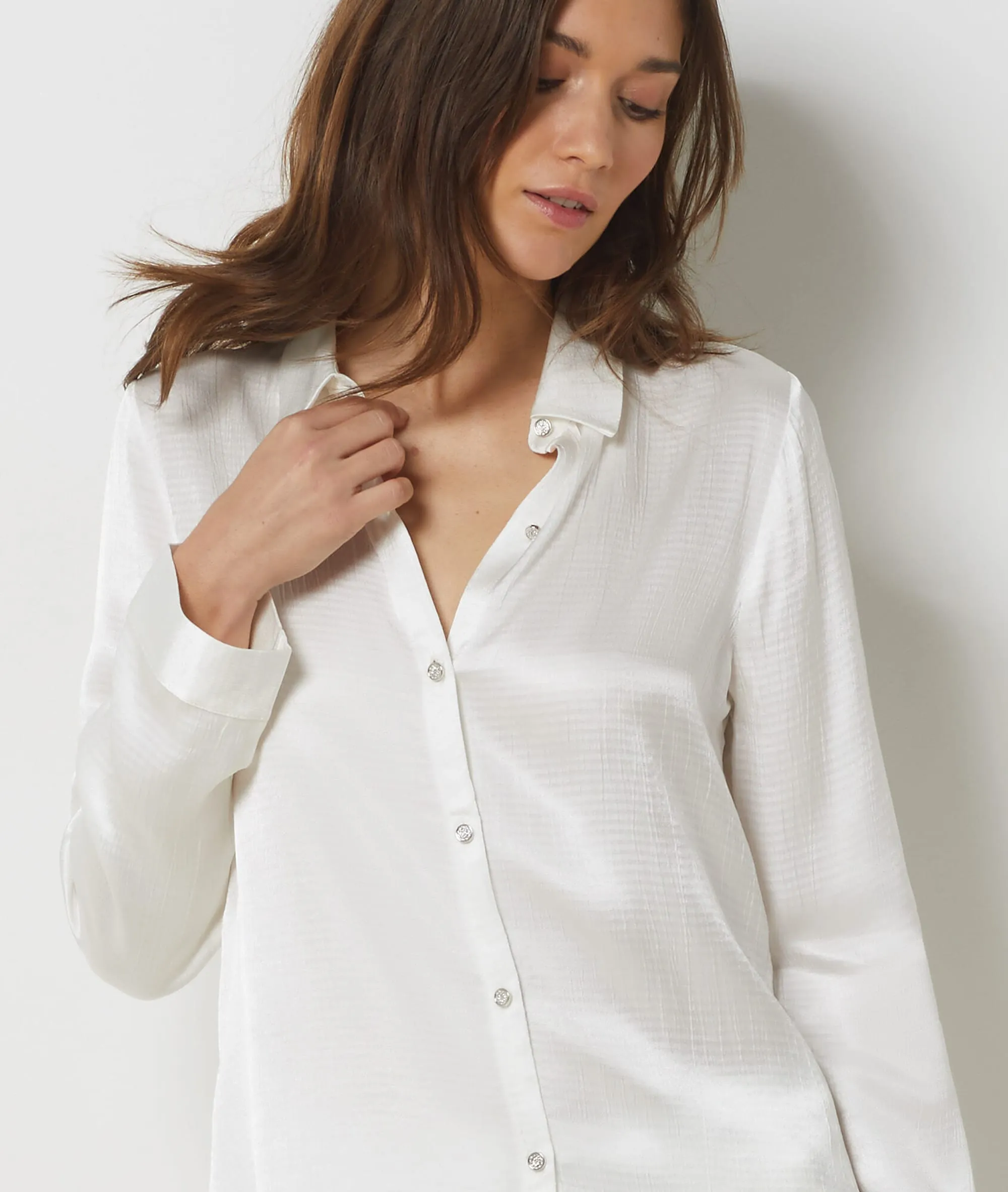 Chemise de pyjama boutons bijoux CLIFF BLANC - ETAM