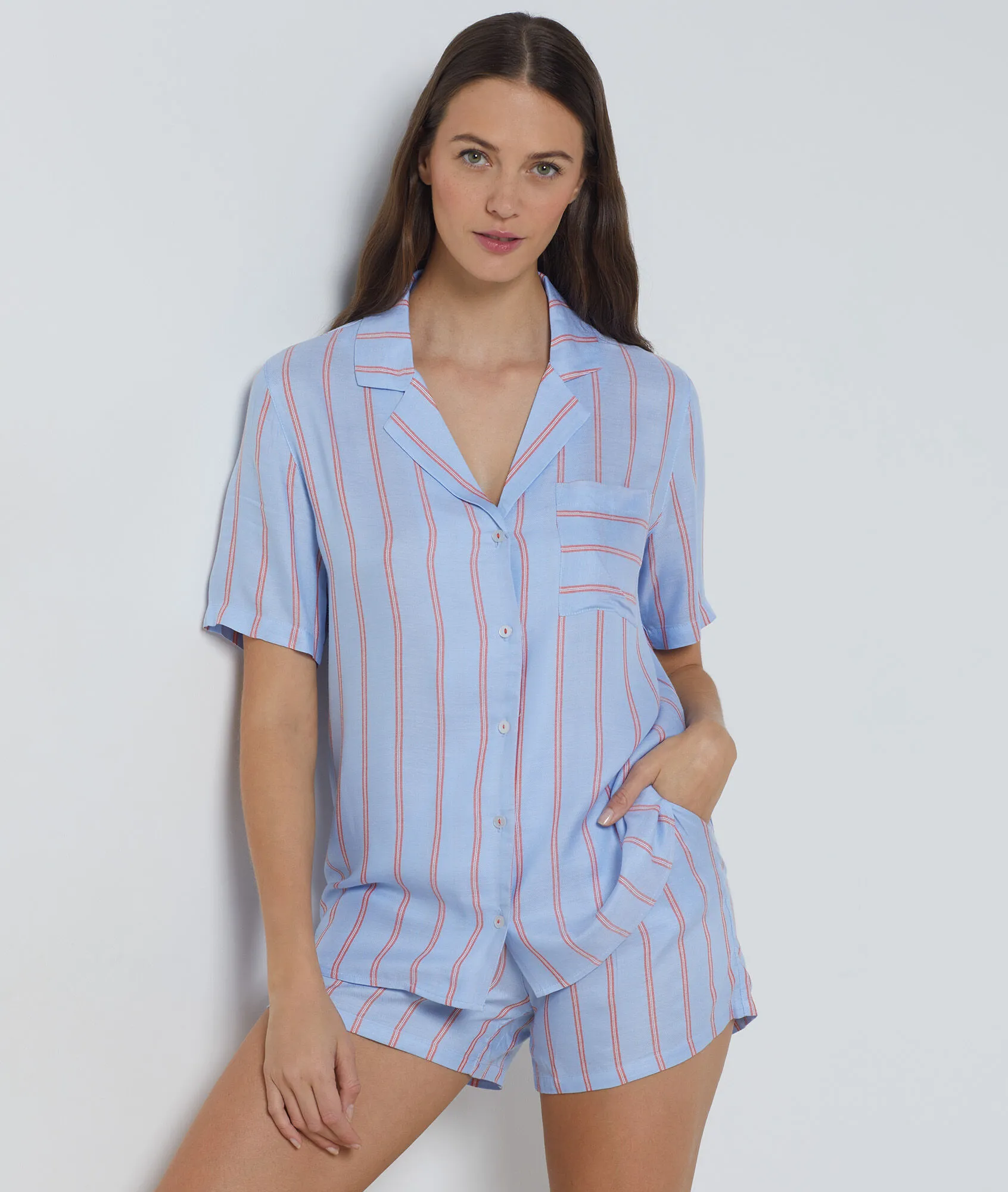 Chemise de pyjama manches courtes rayée SOFFIA OXYGENE - ETAM