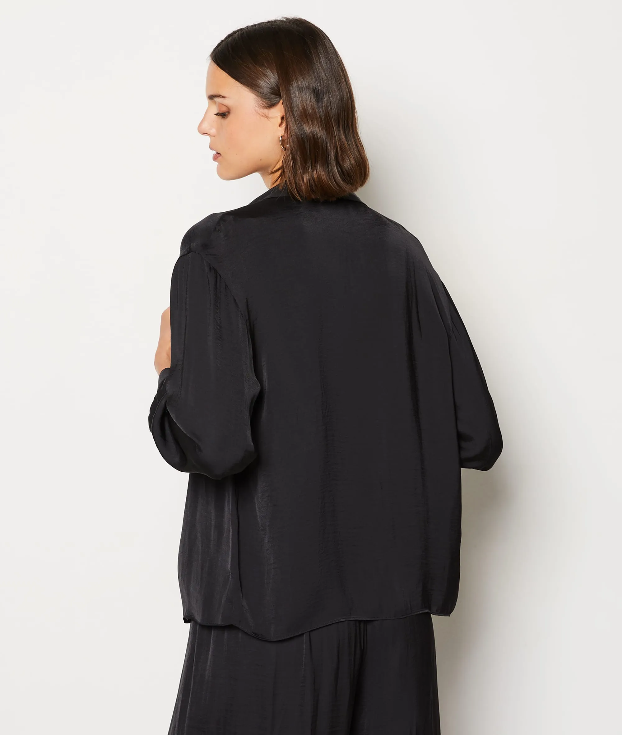 Chemise de pyjama satinée SATO NOIR - ETAM