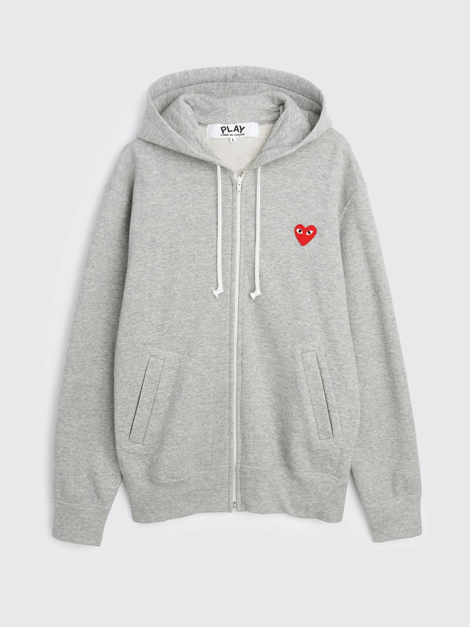 Comme des Garçons Play Small Heart Zip Hooded Sweatshirt Grey