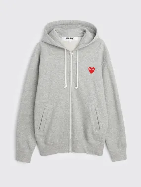 Comme des Garçons Play Small Heart Zip Hooded Sweatshirt Grey