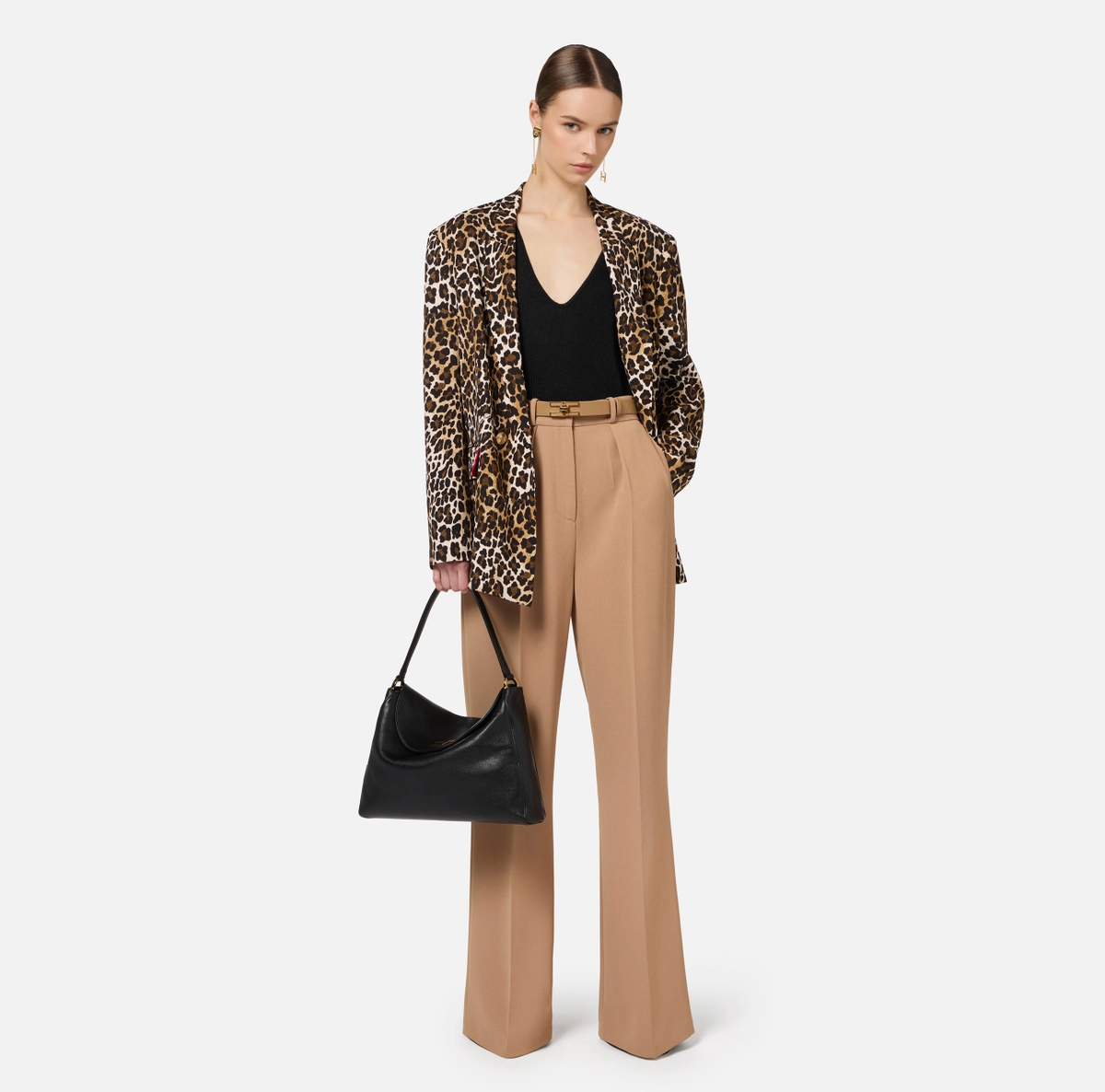 Elisabetta Franchi chaqueta cruzada de crepe animal print