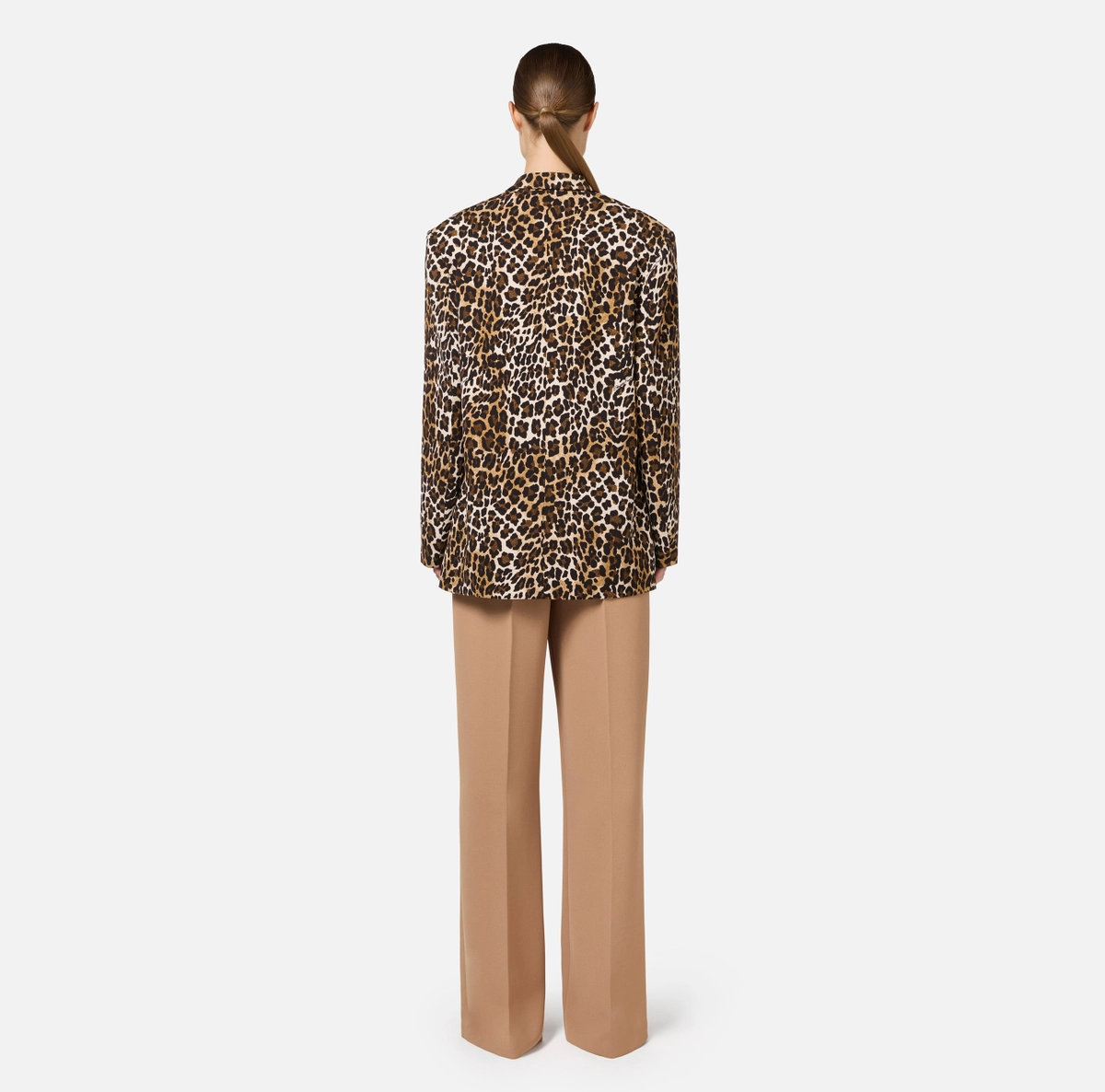 Elisabetta Franchi chaqueta cruzada de crepe animal print