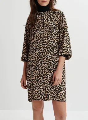 ESSENTIEL ANTWERP GEMBSHELL - Mini vestido negro con estampado floral en marron