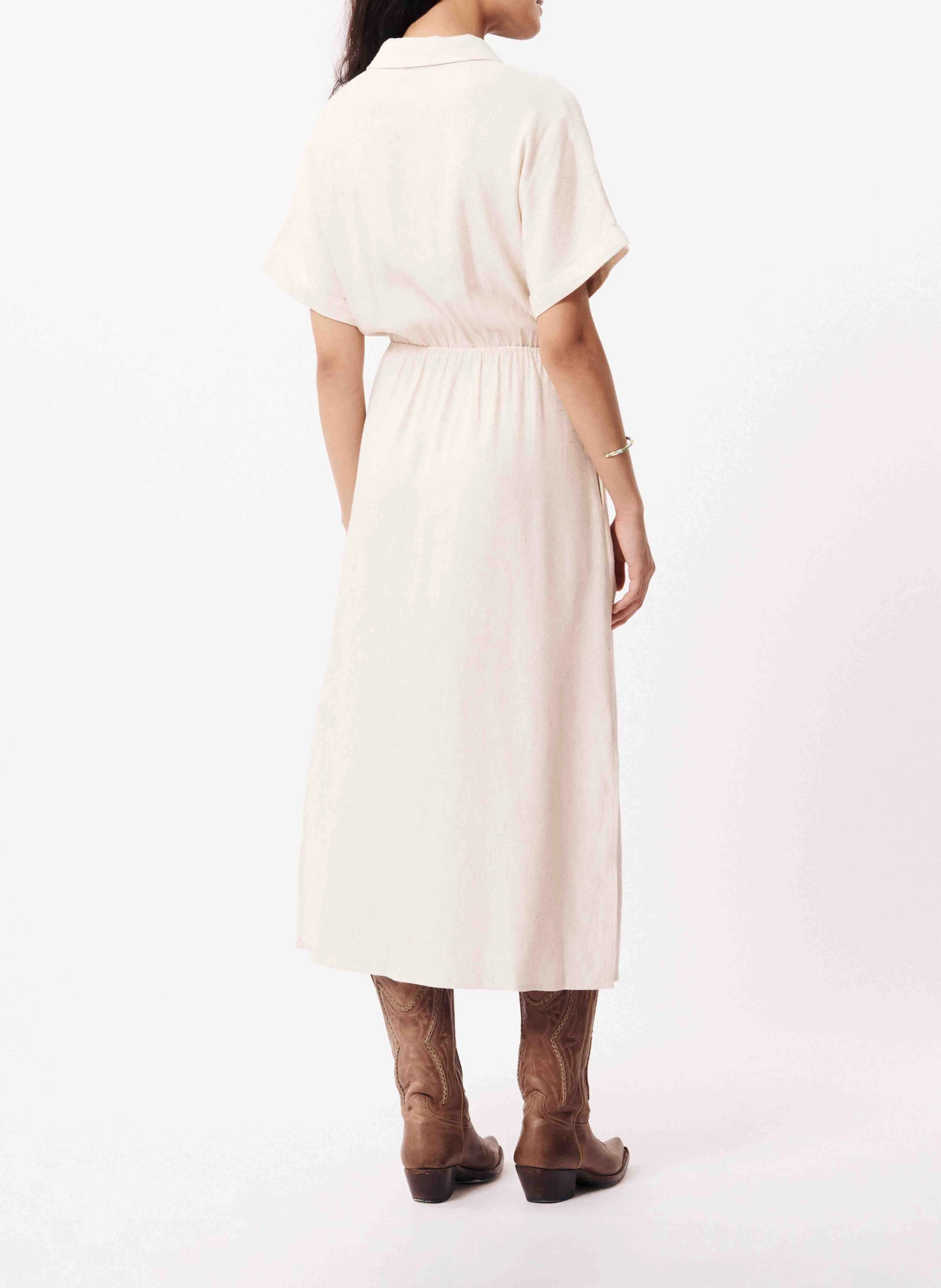 FRNCH ALIENOR - Vestido camisero de mezcla de lino en beige