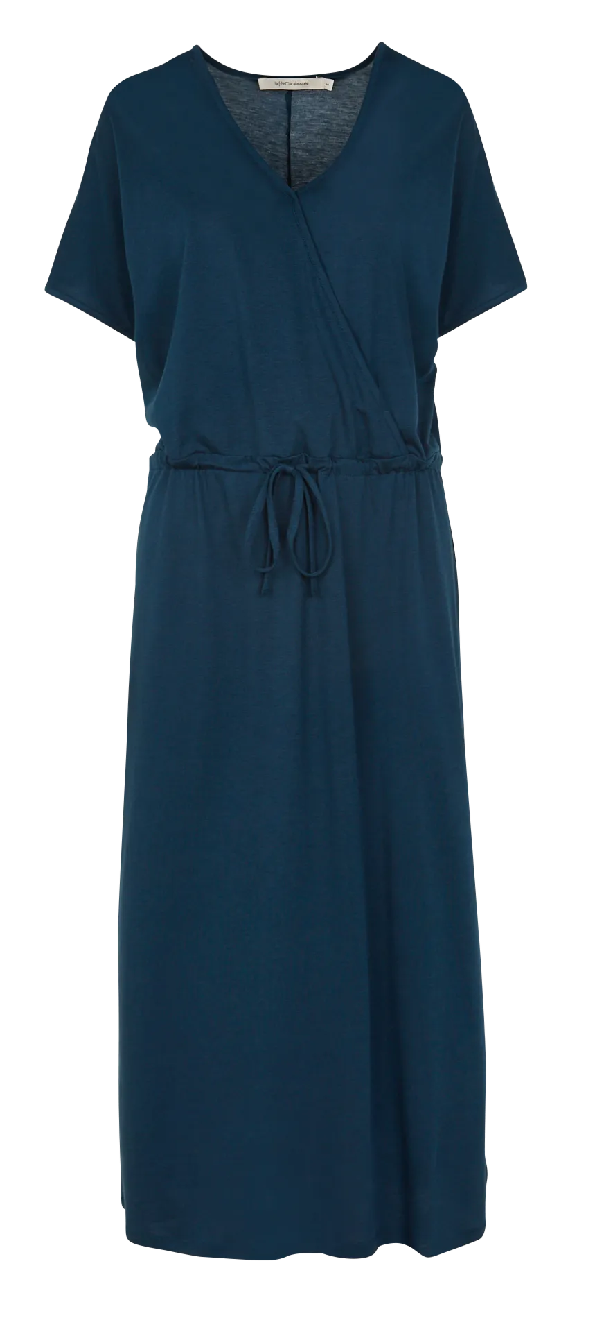 LA FEE MARABOUTEE Vestido midi ajustable con cuello de pico en azul