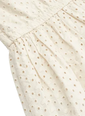 LIEWOOD IDAHO - Vestido de bordado inglés con cuello redondo en beige