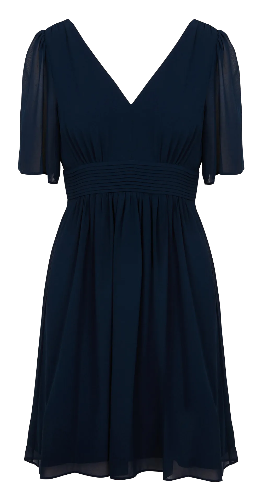 MAISON 123 NOURA BIS - Vestido corto evasé con cuello de pico en azul