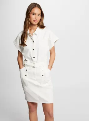 MORGAN RDENIM - Vestido corto ajustado de mezclilla en blanco