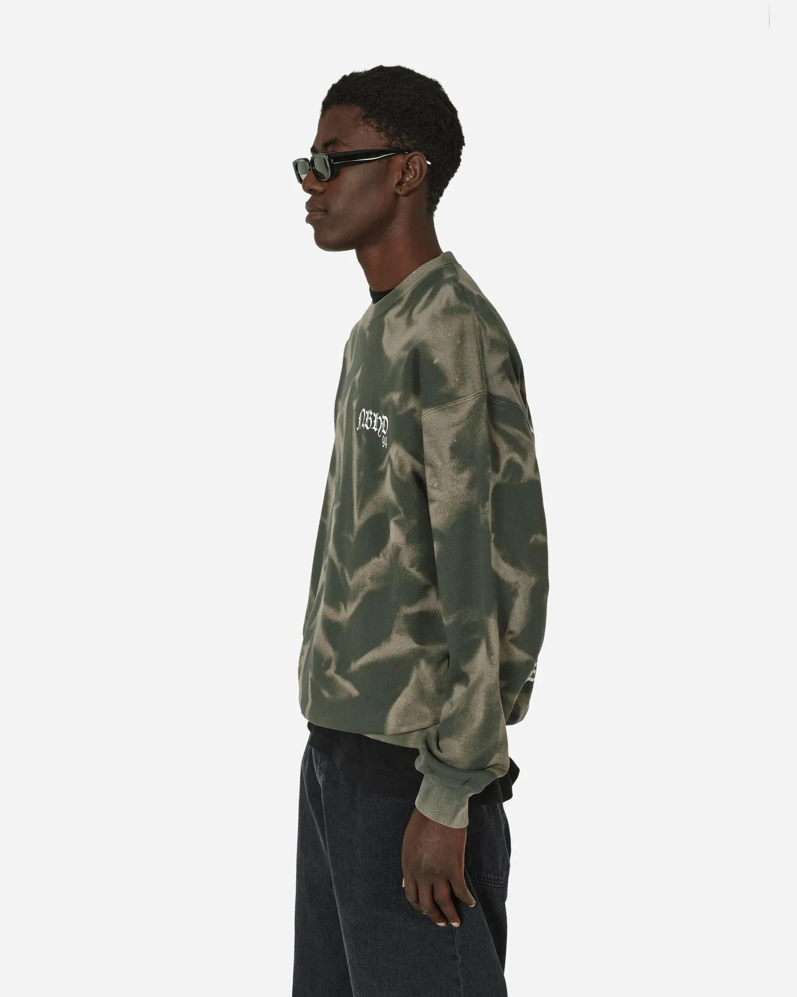 Neighborhood Tie-Dye Crewneck Sweatshirt Olive Drab