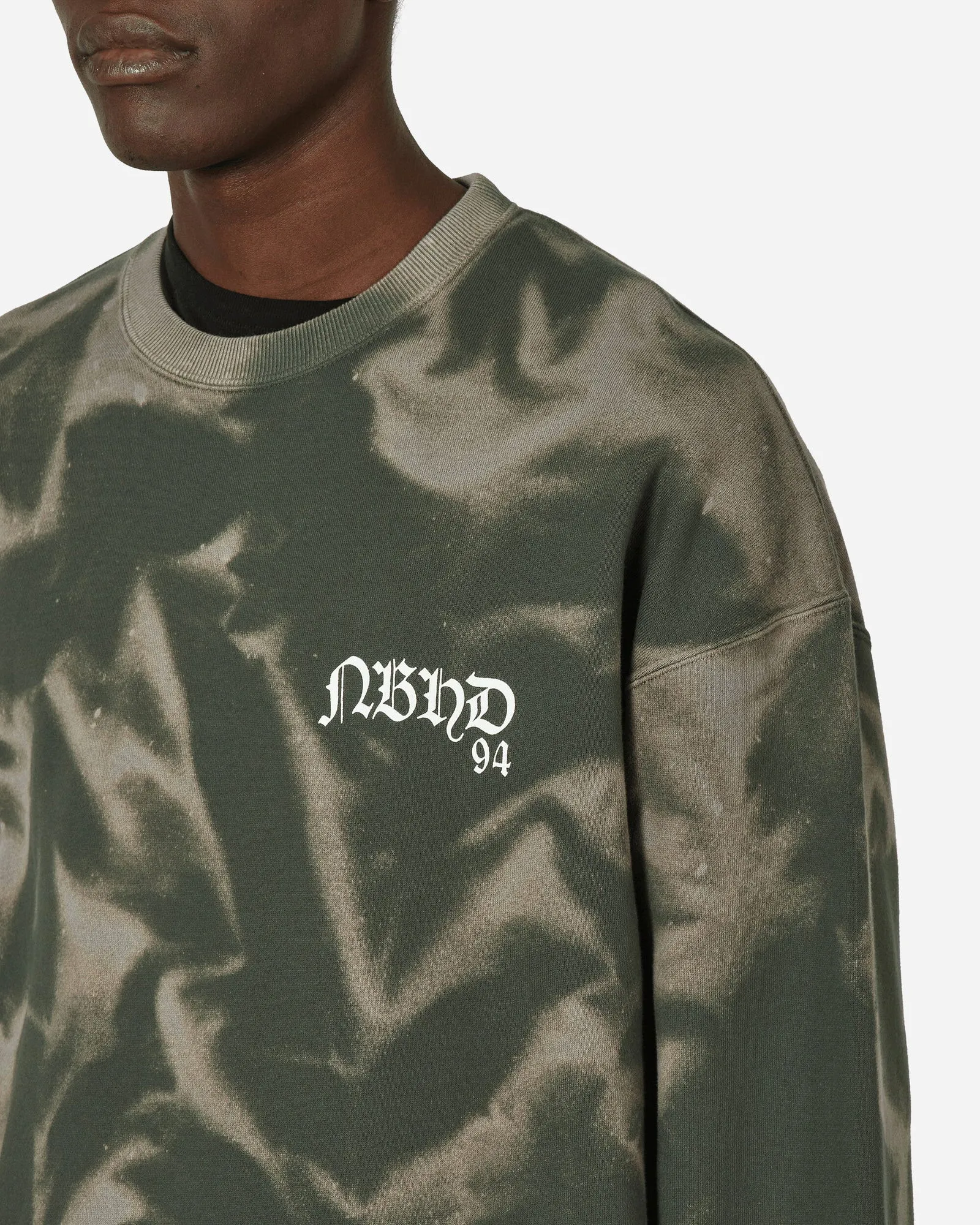 Neighborhood Tie-Dye Crewneck Sweatshirt Olive Drab