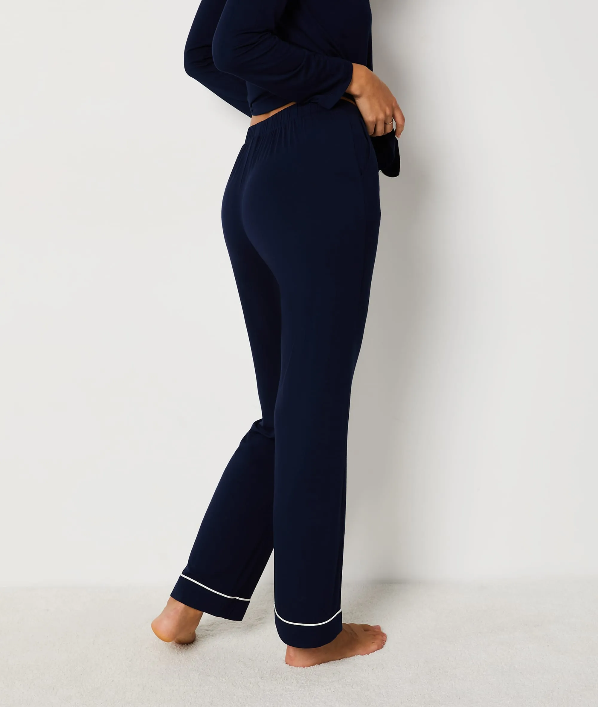 Pantalon de pyjama droit en modal MOLLY PIPING MARINE - ETAM