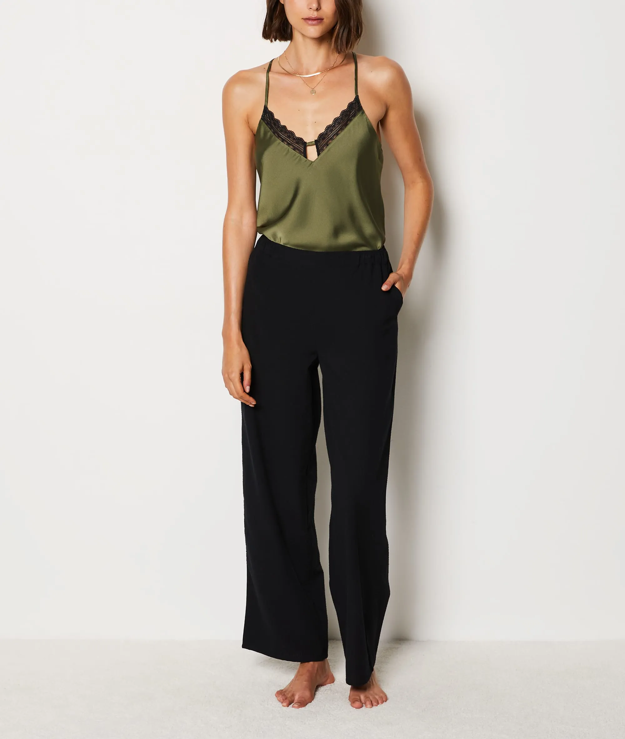 Pantalon de pyjama en coton mélangé RANIA NOIR - ETAM