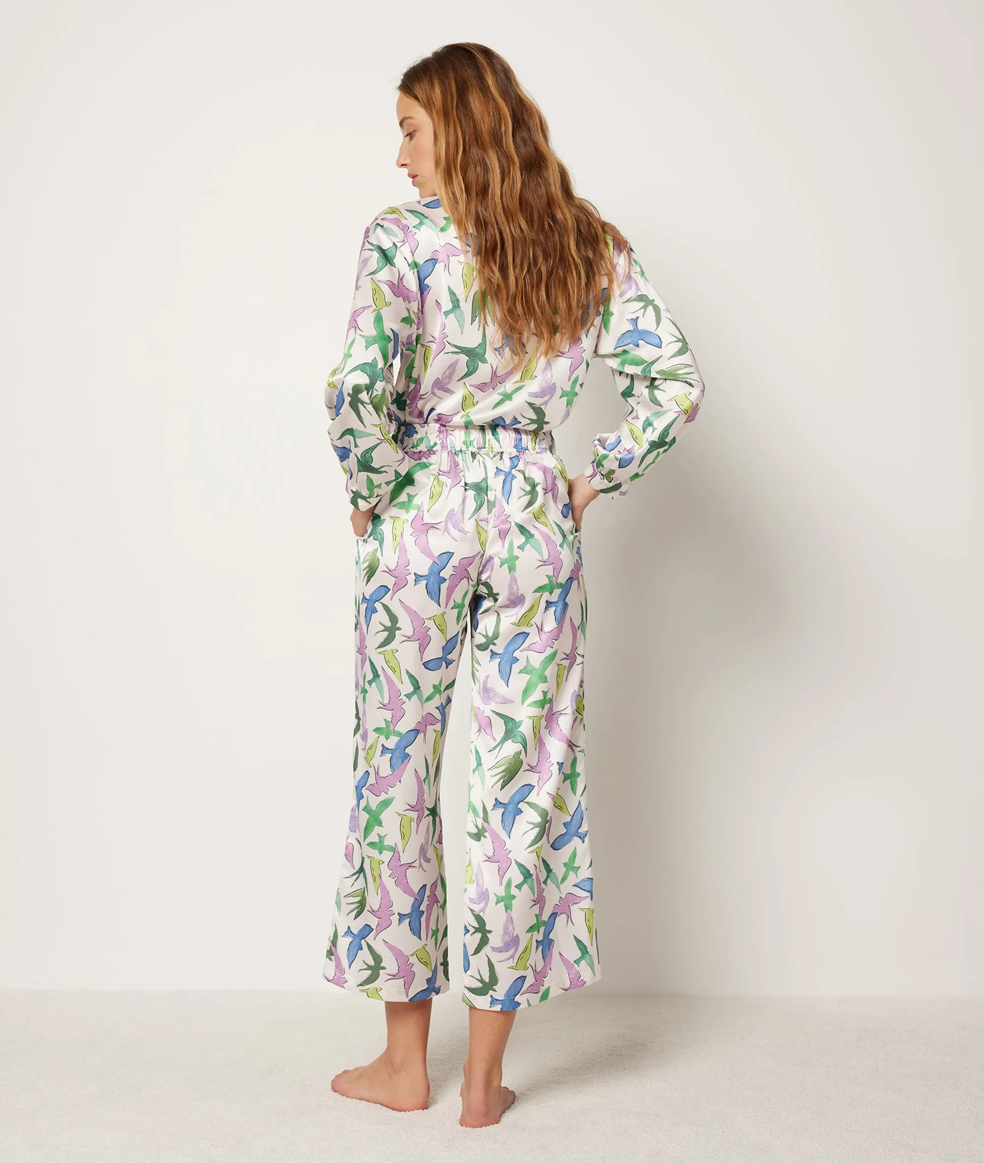 Pantalon de pyjama motifs oiseaux JANNA IMP BLEU VERT - ETAM