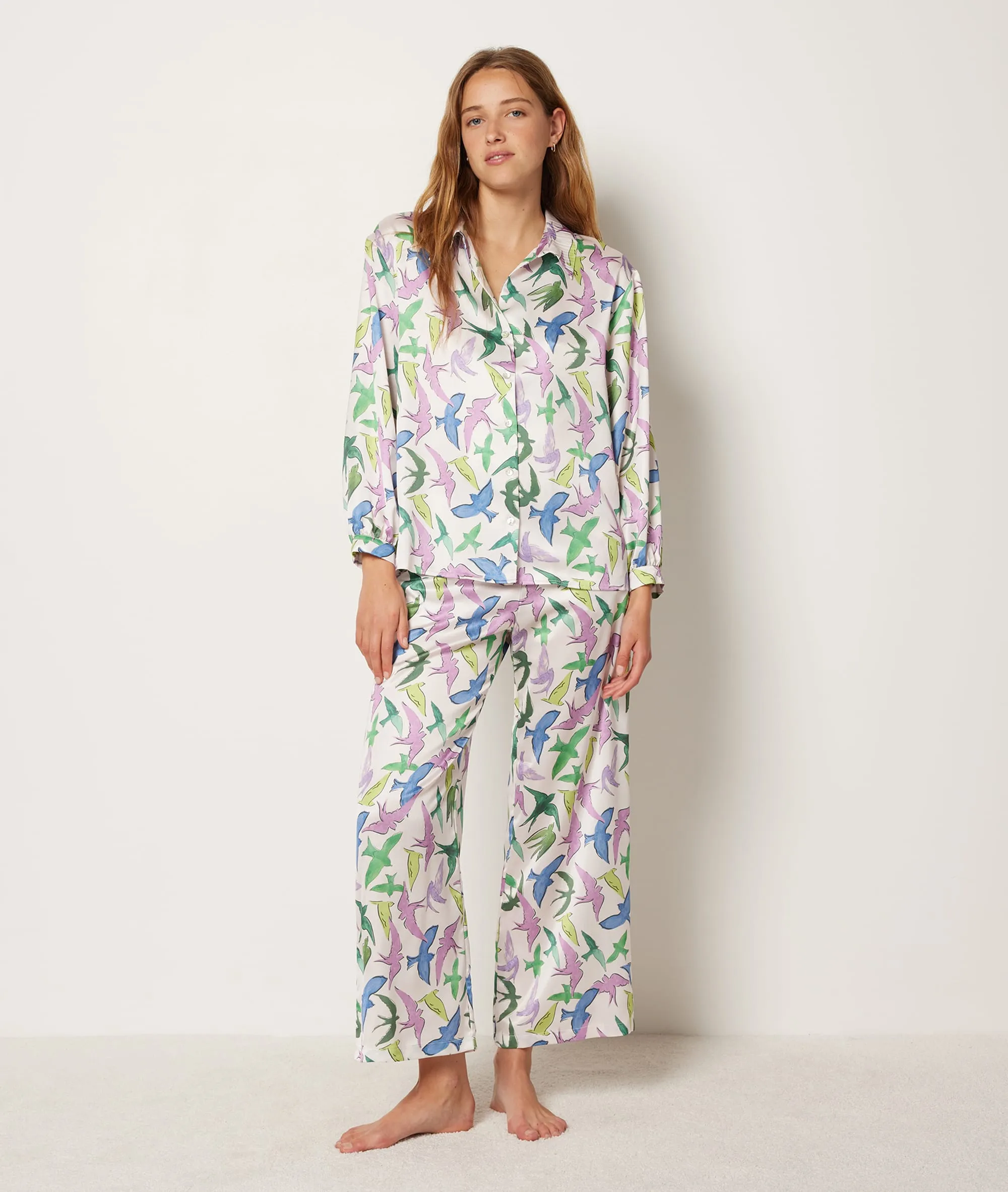 Pantalon de pyjama motifs oiseaux JANNA IMP BLEU VERT - ETAM