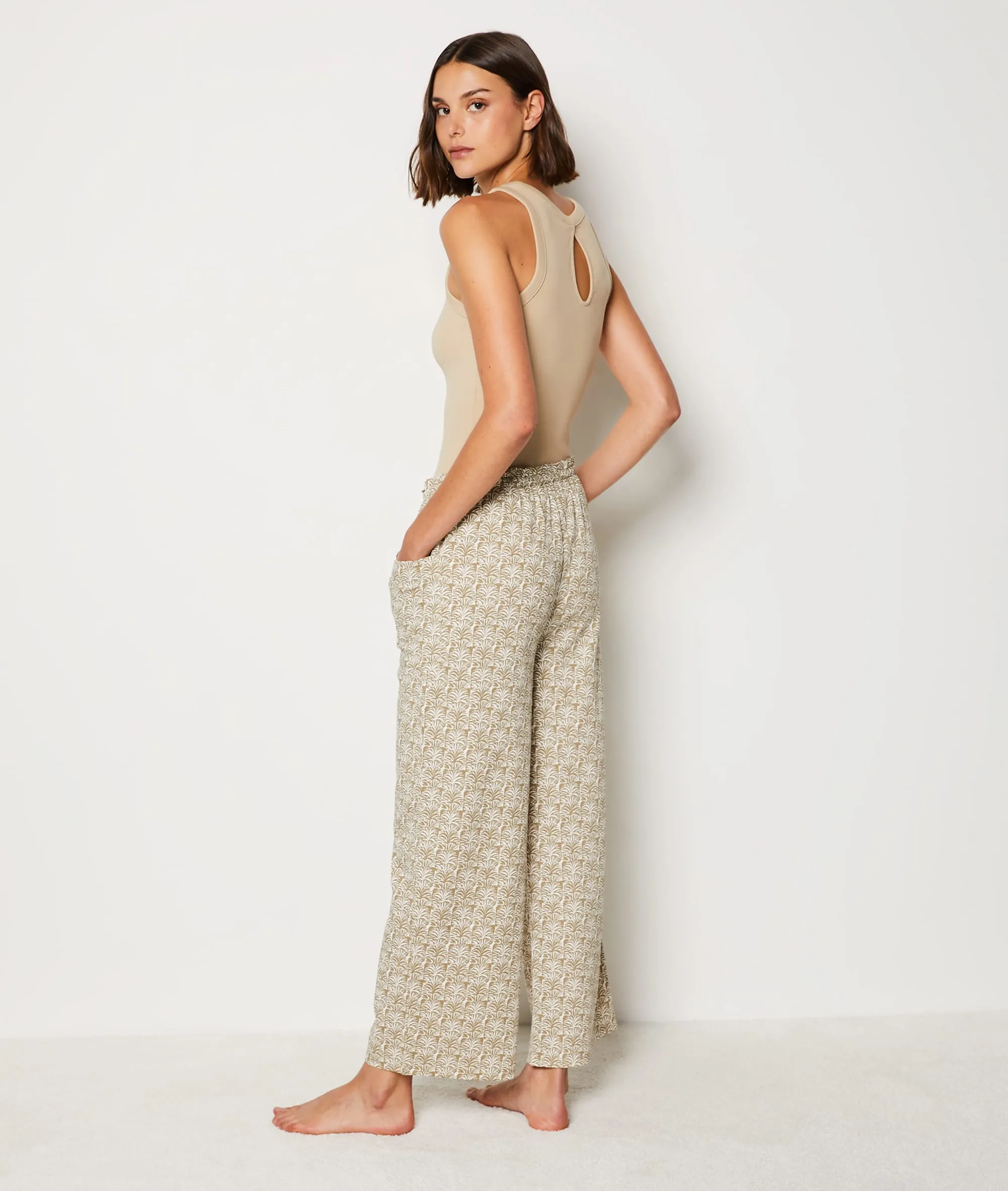 Pantalon de pyjama à motifs 7/8ème SOAN KAKI - ETAM