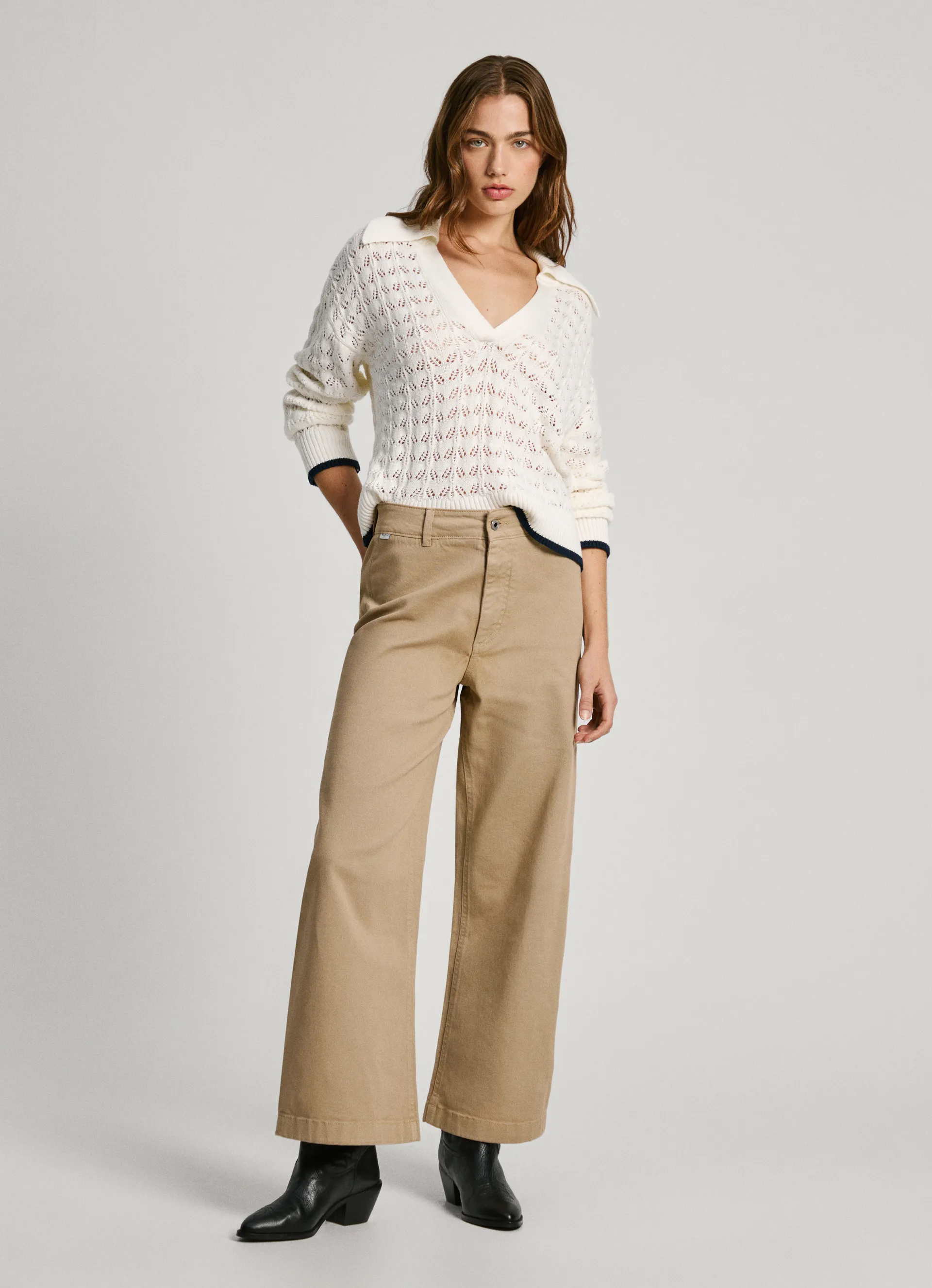 pantalón sarga fit culotte