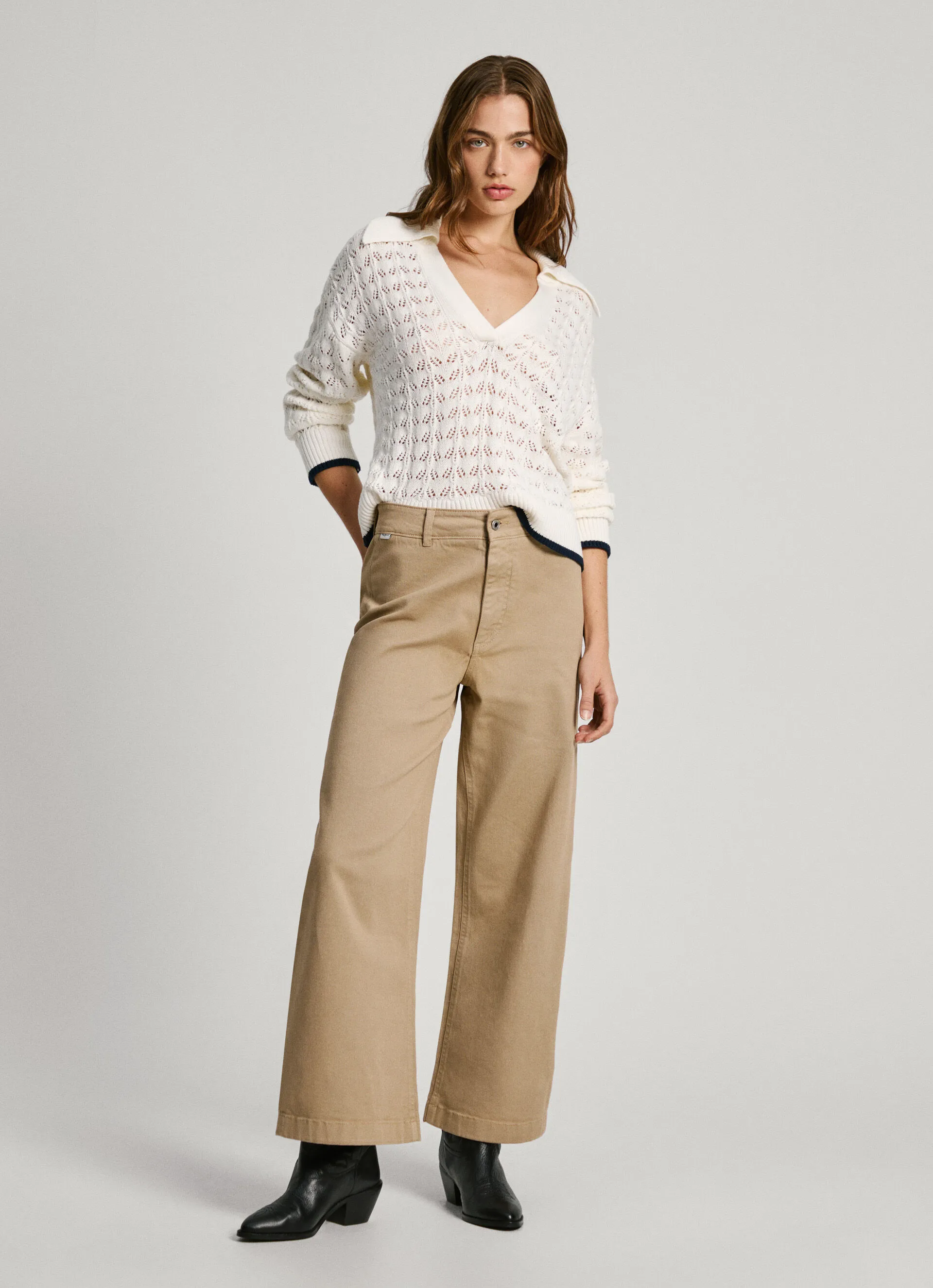 pantalón sarga fit culotte