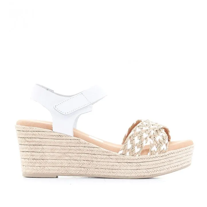 Sandalias cuña Redlove con trenzado blanco y cuerda