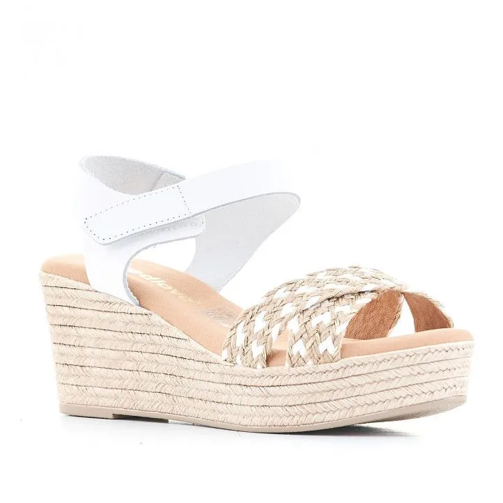 Sandalias cuña Redlove con trenzado blanco y cuerda