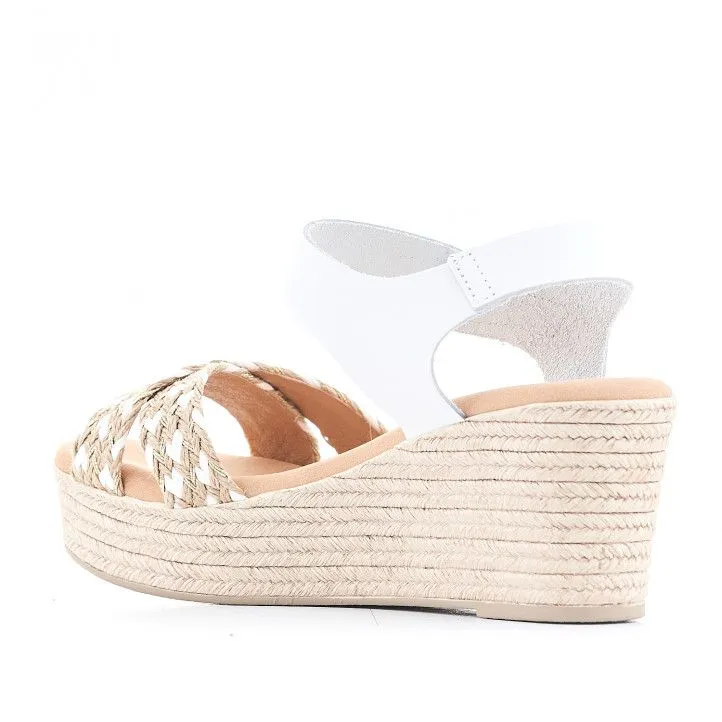 Sandalias cuña Redlove con trenzado blanco y cuerda