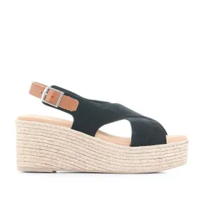 Sandalias plataformas Redlove con doble tira negra y cogida al tobillo