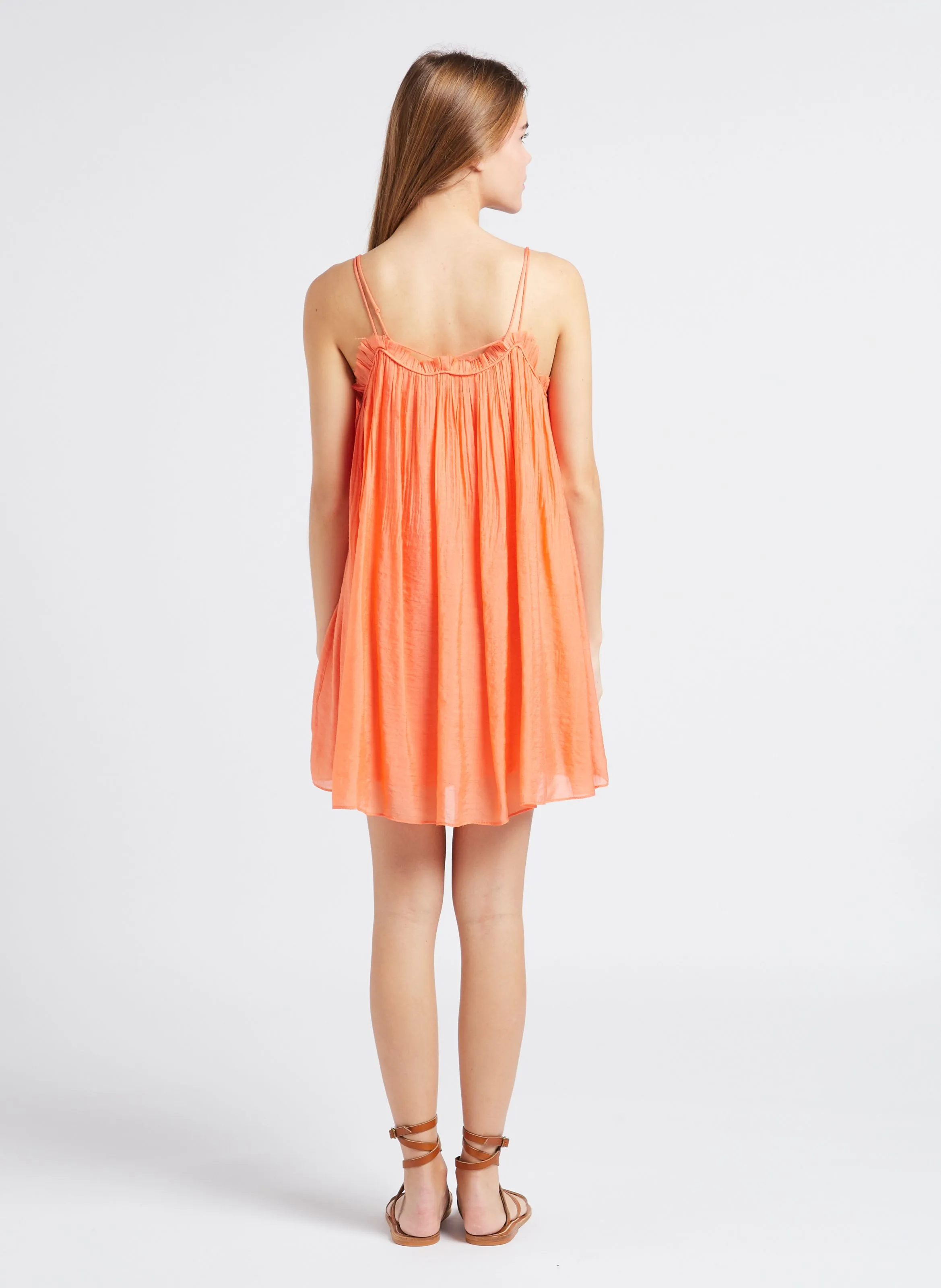 SEE U SOON Vestido corto efecto arrugado en naranja