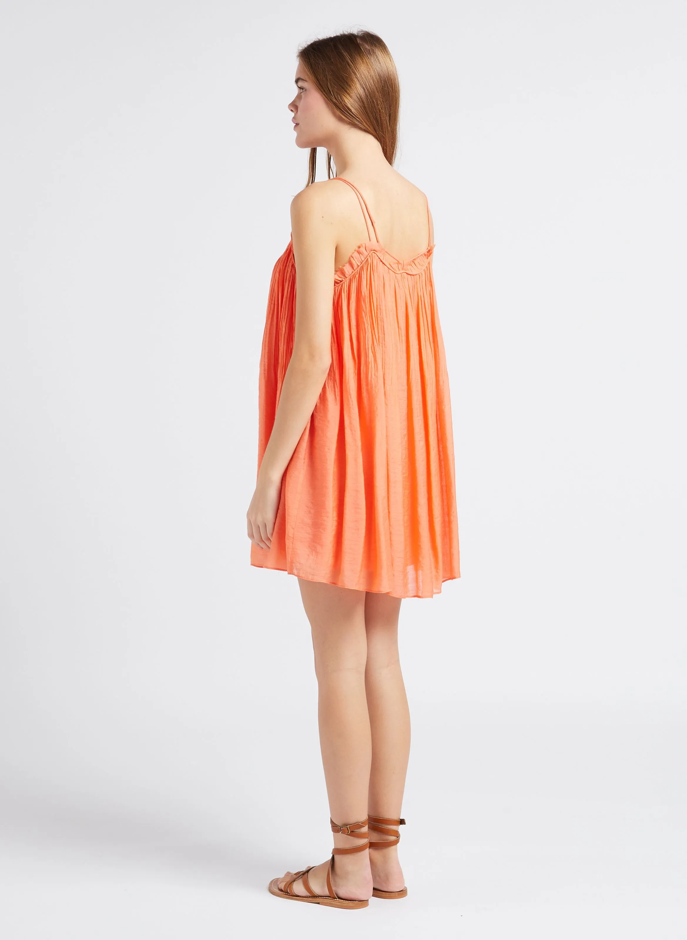 SEE U SOON Vestido corto efecto arrugado en naranja