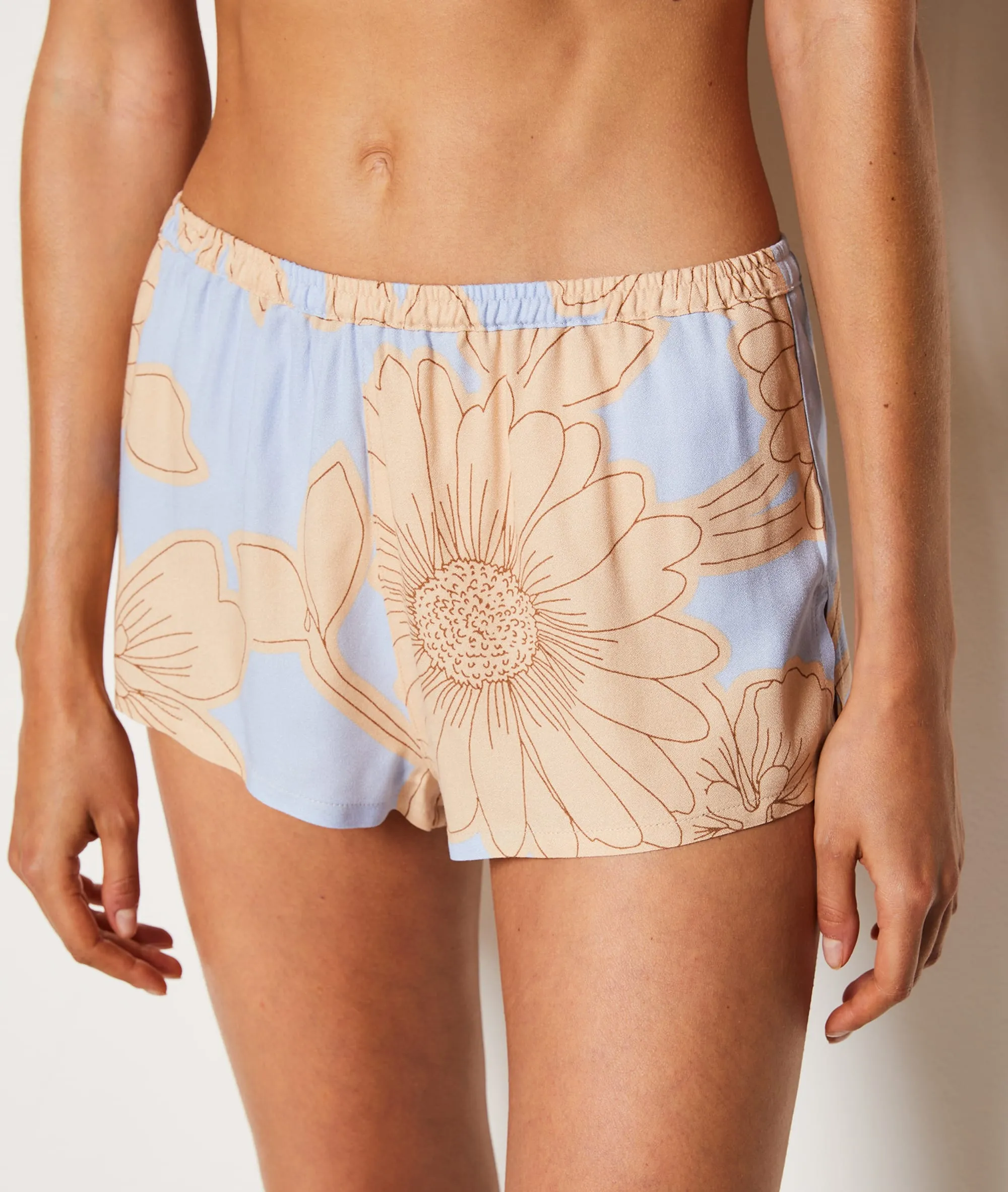 Short de pyjama fleuri MAGNOLIA IMP FD MAUVE. - ETAM