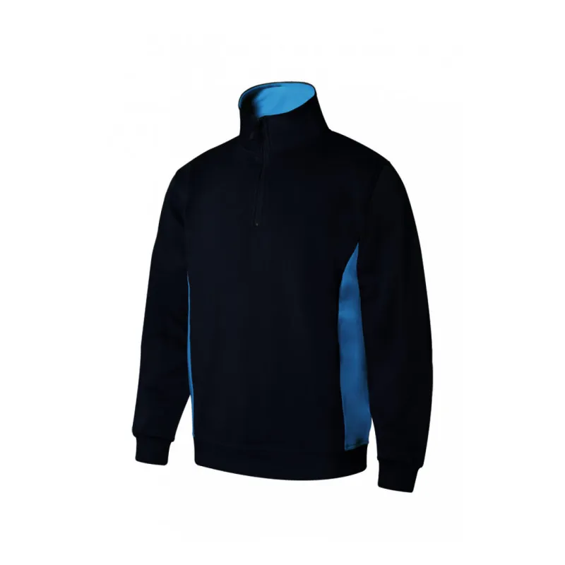 Sudadera bicolor con media cremallera con tratamiento antipilling VELILLA Serie V105704