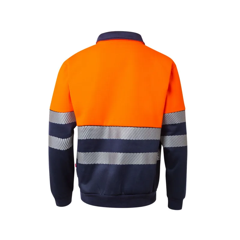 Sudadera bicolor de alta visibilidad con cremallera con cintas reflectantes RS 305703 VELILLA