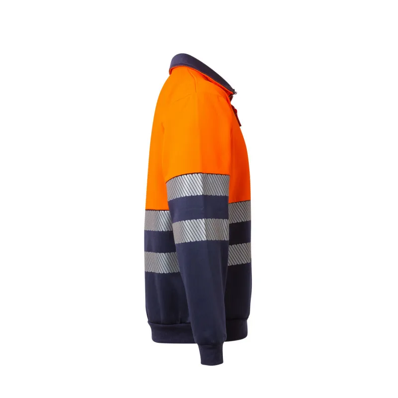 Sudadera bicolor de alta visibilidad con cremallera con cintas reflectantes RS 305703 VELILLA