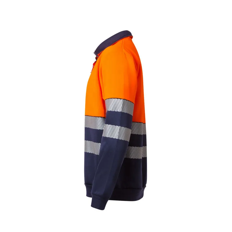 Sudadera bicolor de alta visibilidad con cremallera con cintas reflectantes RS 305703 VELILLA