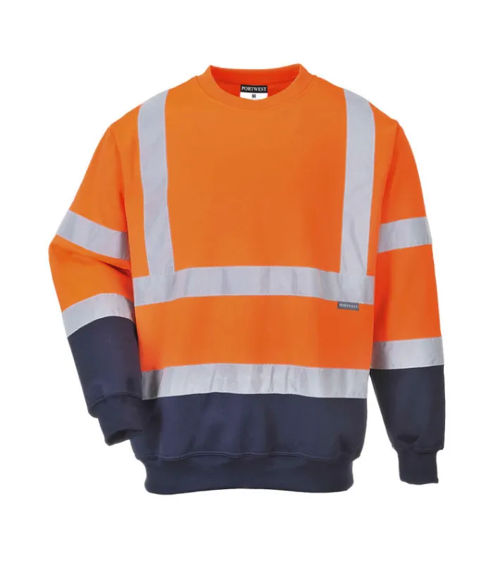 Sudadera bicolor de alta visibilidad de tejido de punto, con cintas reflectantes PORTWEST B306