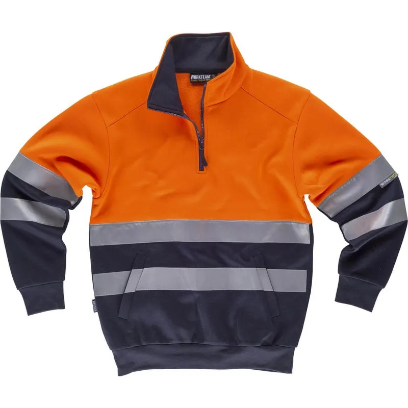 Sudadera combinada con cintas reflectantes con bolsillos interiores WORKTEAM C9035