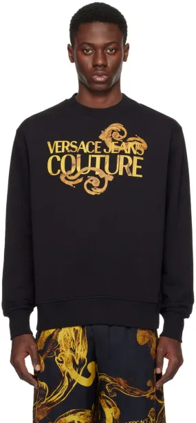 Versace Couture Black Watercolor Couture Sweatshirt