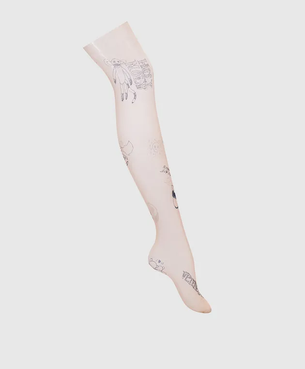 Vetements Beige tights in a print collaboration with Wolford